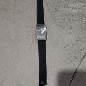Black leather and sterling silver bracelet, NWT.